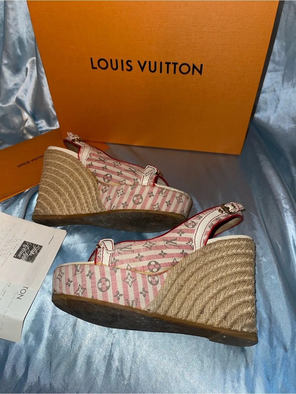 Louis Vuitton Women's Beige and Red Peep-Toe Slingback Heels - Picture 5 of 11